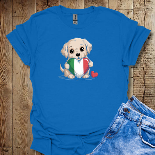 Labrador Puppy with Italian Heart Flag T-shirt