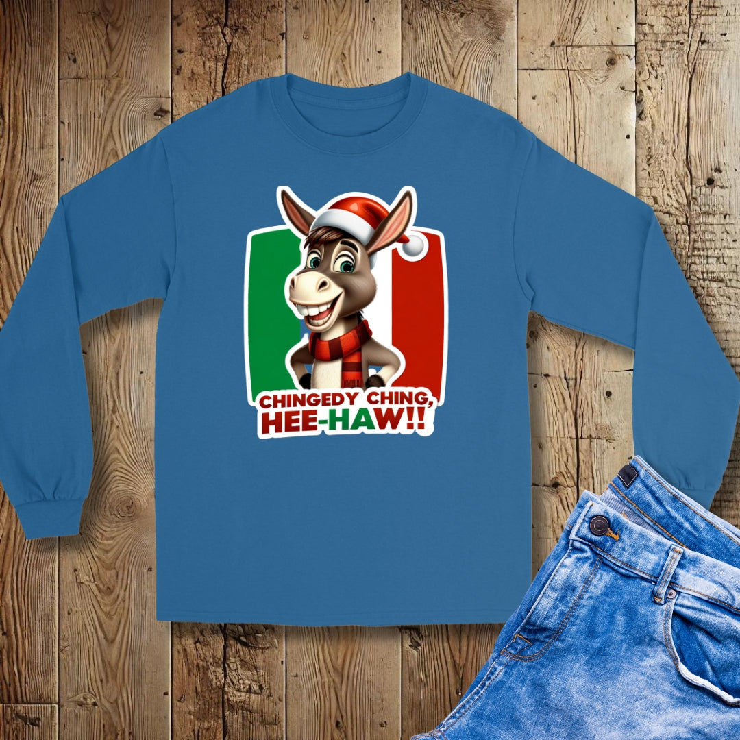 Dominick Italian Christmas Donkey Unisex Long Sleeve Tee