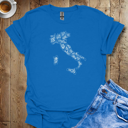 Regional Map of Italy in White T-shirt