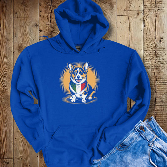 Corgi Italian Flag Bandana Hoodie Sweatshirt