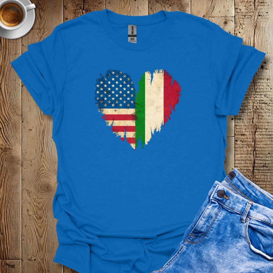 American Born with Italian Roots Distressed Flags Italian Pride T-shirt