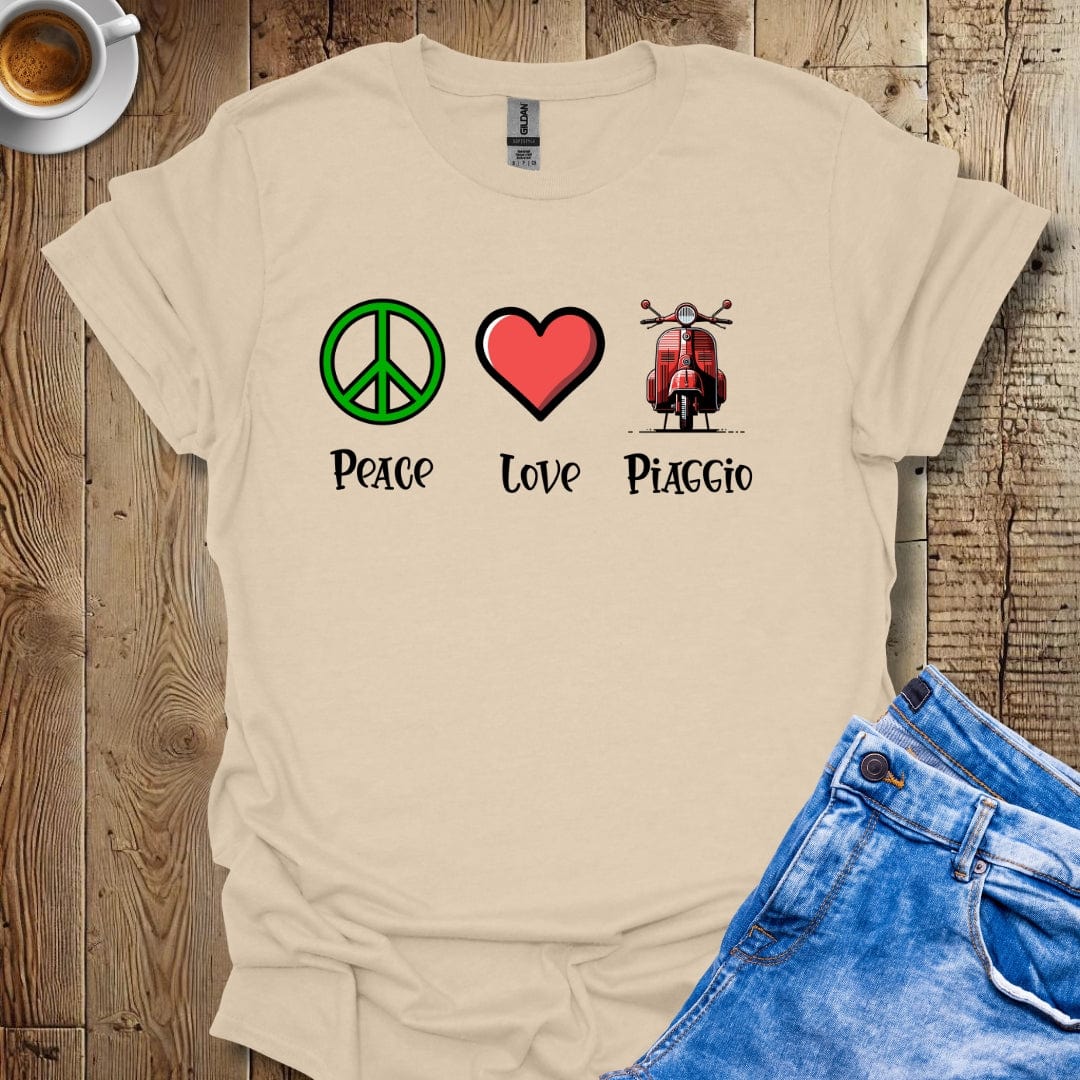 Peace Love Piaggio Vintage Italian Scooter Vespa T-Shirt