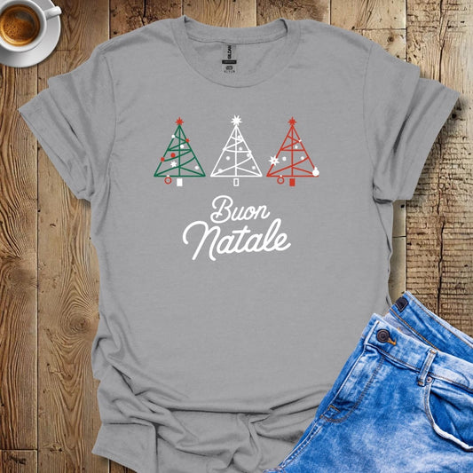 Buon Natale Italian Flag Color Christmas Trees T-shirt