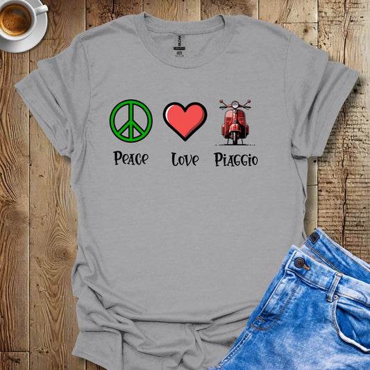 Peace Love Piaggio Vintage Italian Scooter Vespa T-Shirt