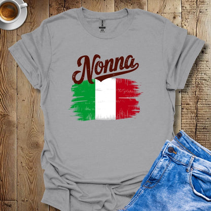 Nonna with Distressed Italian Flag T-shirt