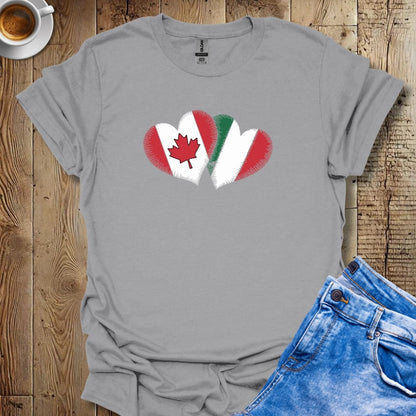 Canadian Italian Flags Hearts T-shirt