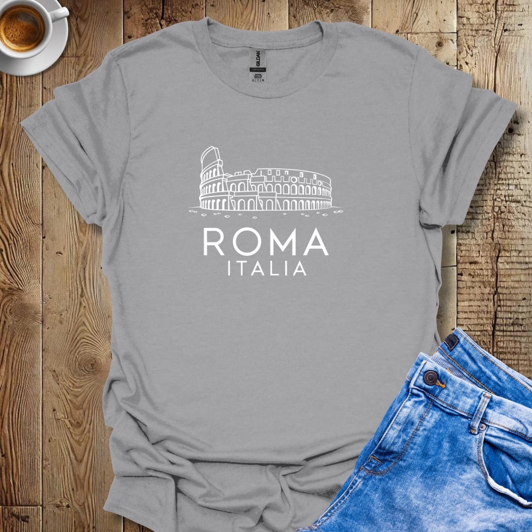 I Love Roma Colosseum Line Art Italy Lover T-shirt