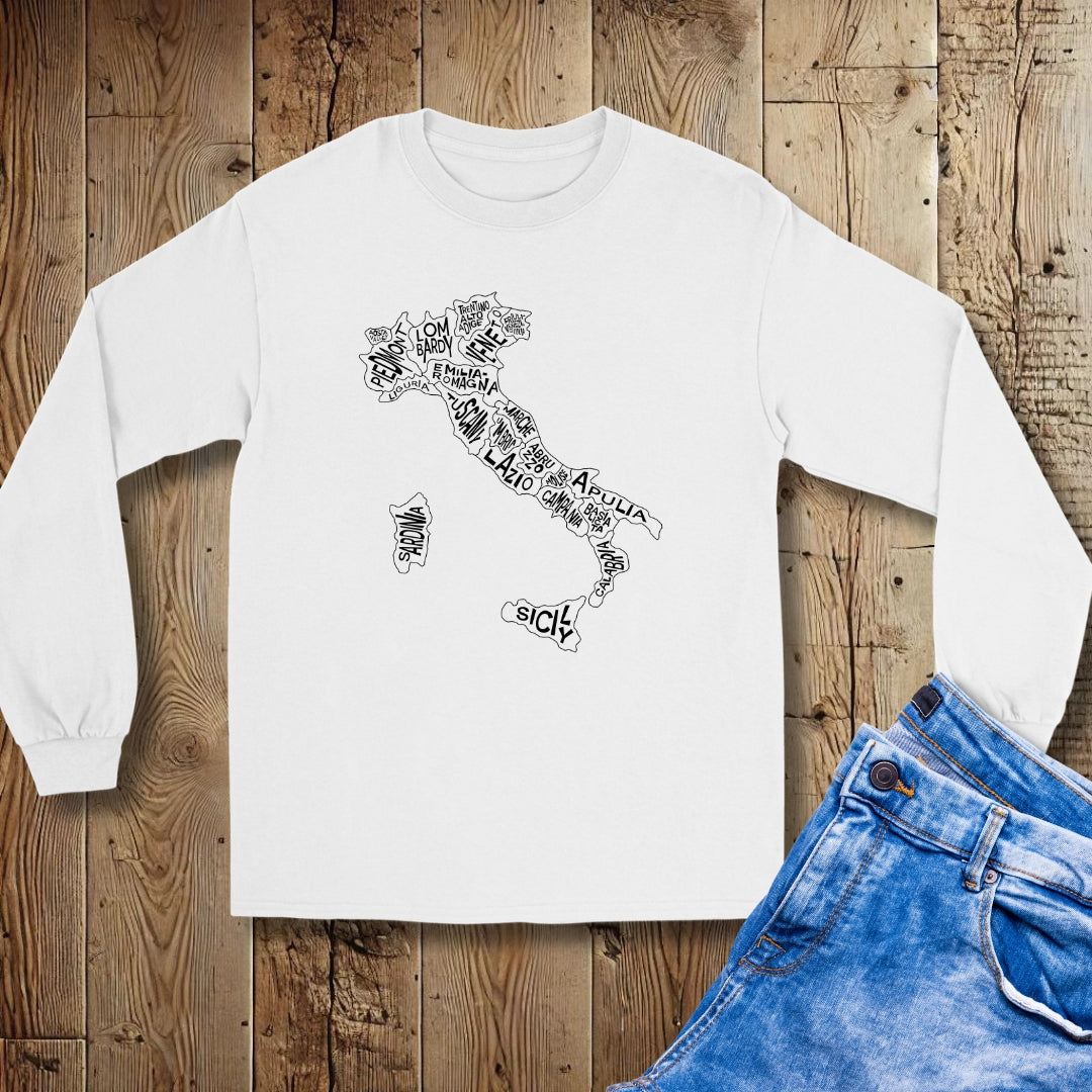 Regional Map of Italy Unisex Long Sleeve Tee
