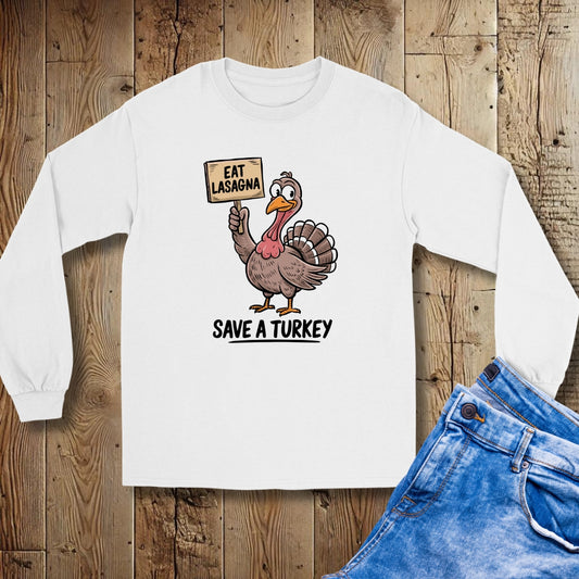 Eat Lasagna Save a Turkey Italian Thanksgiving Unisex Long Sleeve Tee