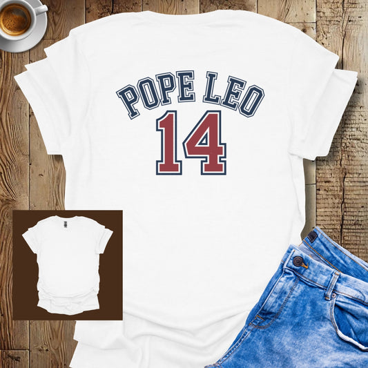 Pope Leo IV Baseball Jersey Stye Printed on Back T-shirt