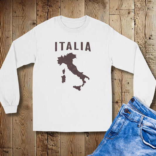 Map of Italia with Distressed Effect Unisex Long Sleeve Tee